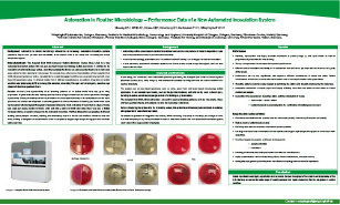 Poster sobre Automação na rotina da Microbiologia - Dados de Desempenho de um Novo Sistema de noculação Automatizado